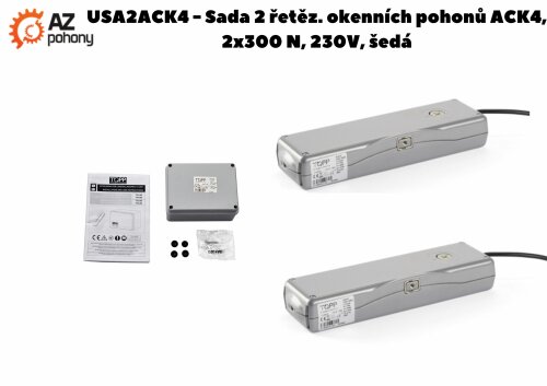 USA2ACK4 - Sada 2 řetěz. okenních pohonů ACK4, 2x300 N, 230V, šedá